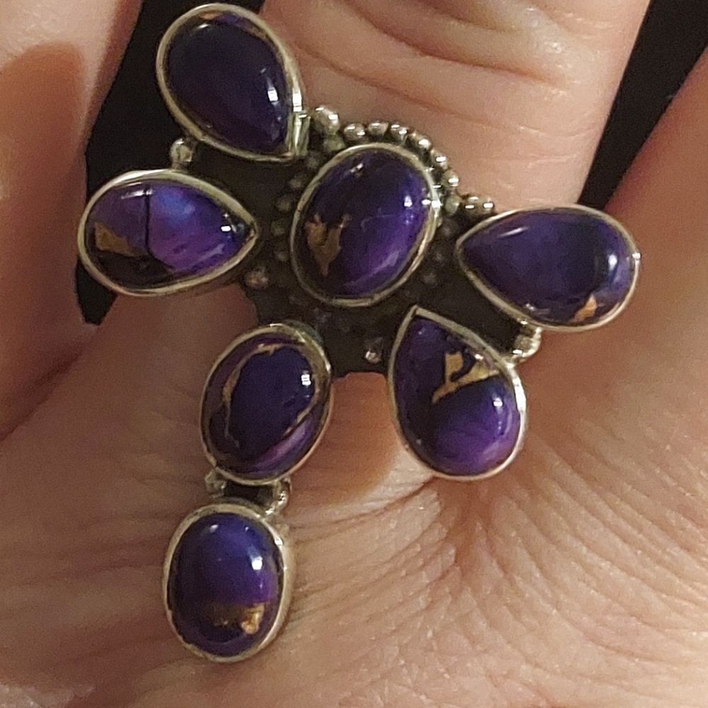 Purple Sterling Silver Dragonfly Kingman Dalia Size 7